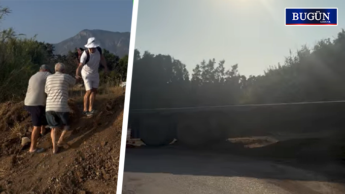 Karakum’da özel mülk iddiasıyla plaj yolu kapatıldı, Girneliler isyan etti