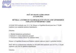 DAÜ-SEN: VYK’deki görev değişiklikleri ve gerekçeleri kamuoyuna açıklansın
